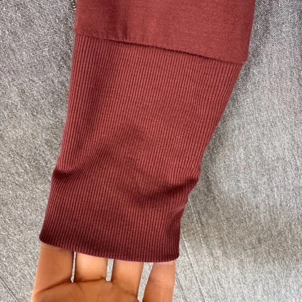 Garnet Hill Terra Cotta Cowl Neck Knit French Terry Long Sleeve Tunic Top Size M - Picture 4 of 13